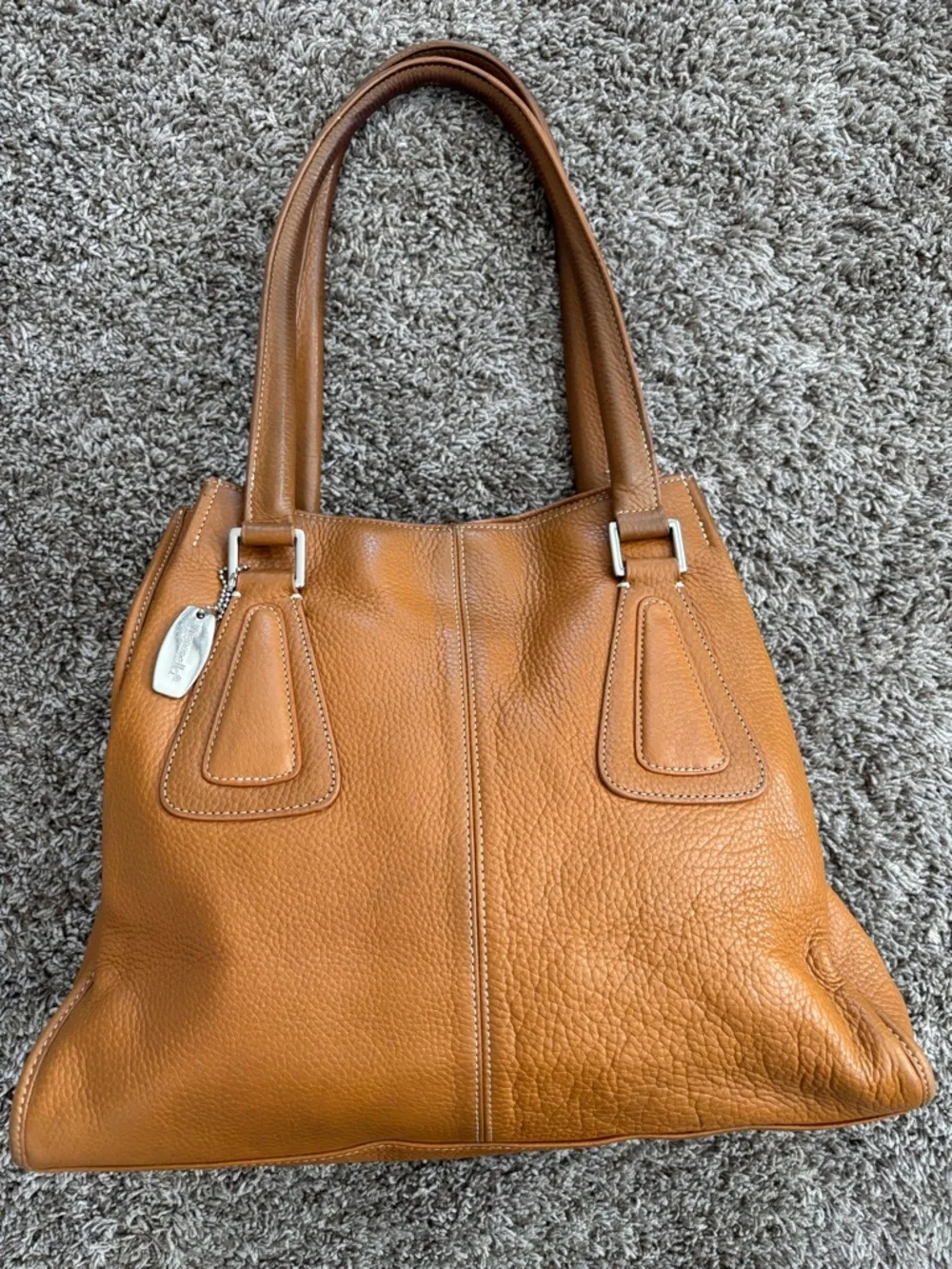 Vintage Tignanello Leather Tote Bag | Cognac Brown | Structured Shoulder Bag - Picture 2 of 11